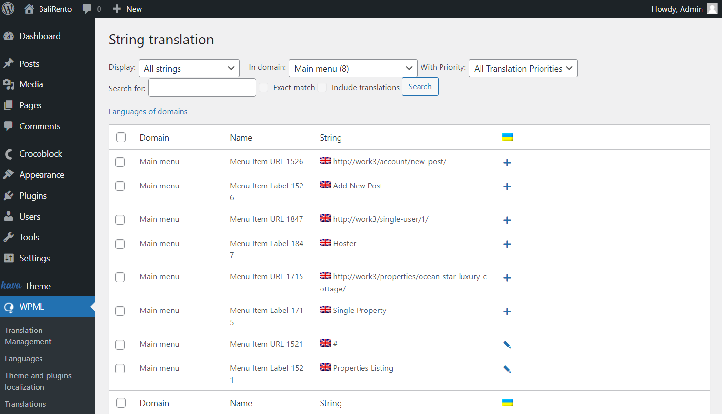 adding the navigation menu string translations