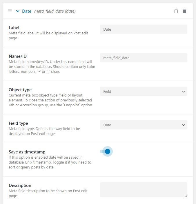 date meta field settings