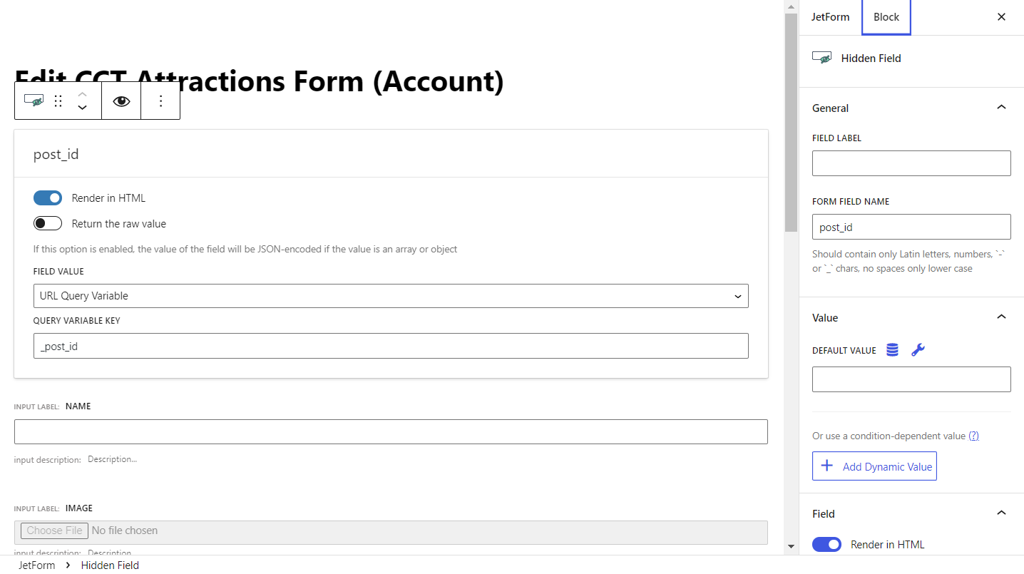 edit form query variable