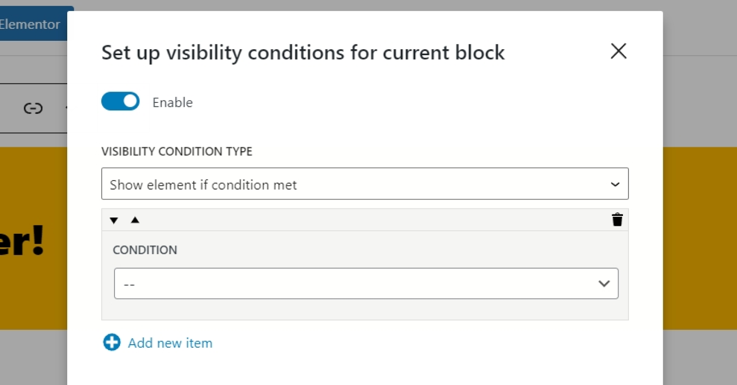 enabling dynamic visibility for gutenberg block