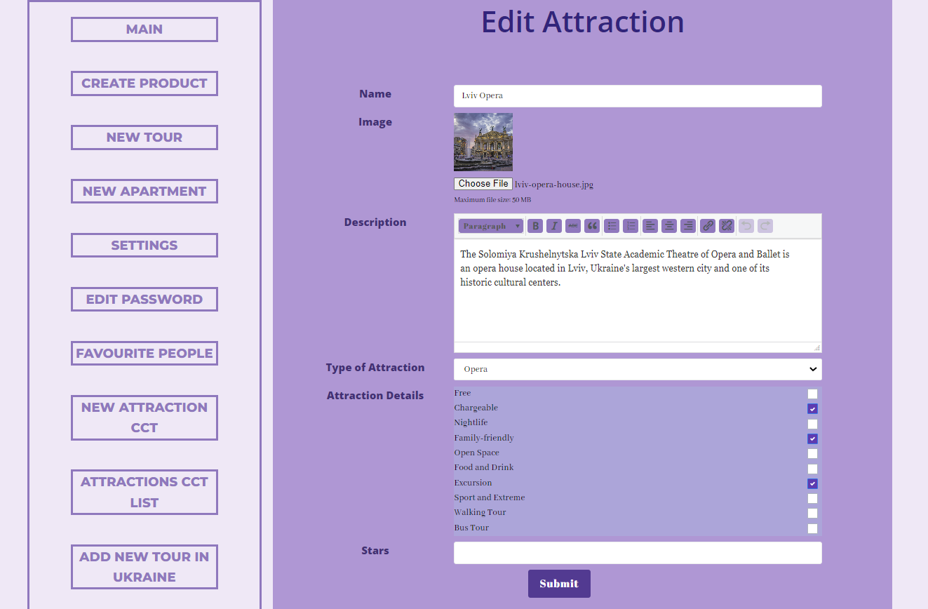 frontend edit form