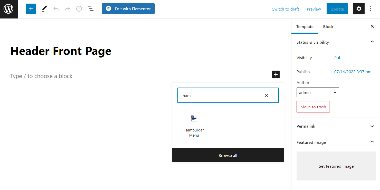 hamburger menu placing