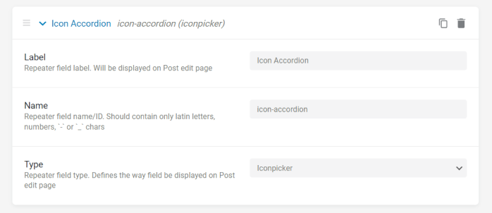creating an iconpicker field inside repeater