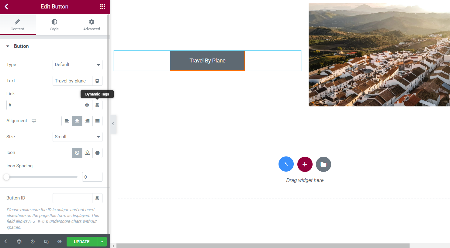 link field with dynamic tags button