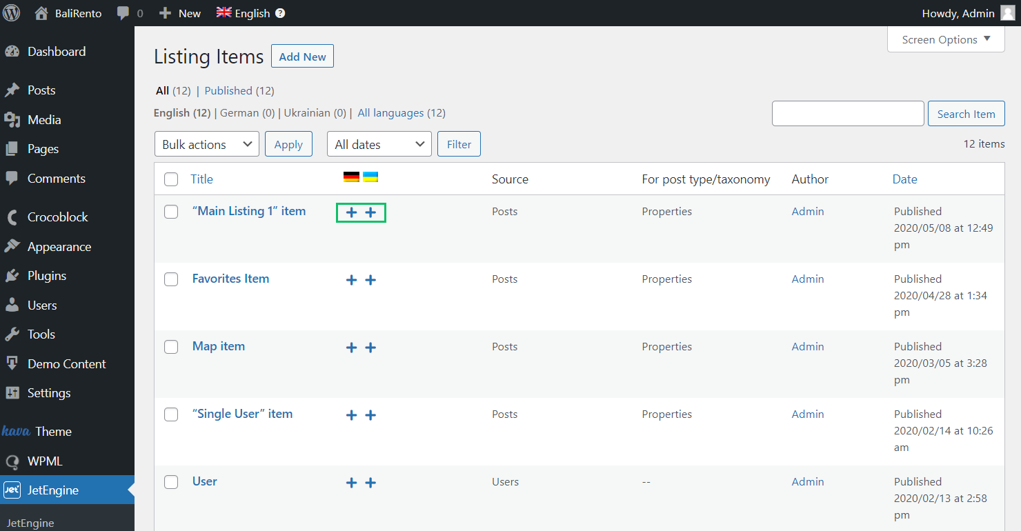 listing translation button