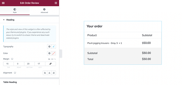 order review widget