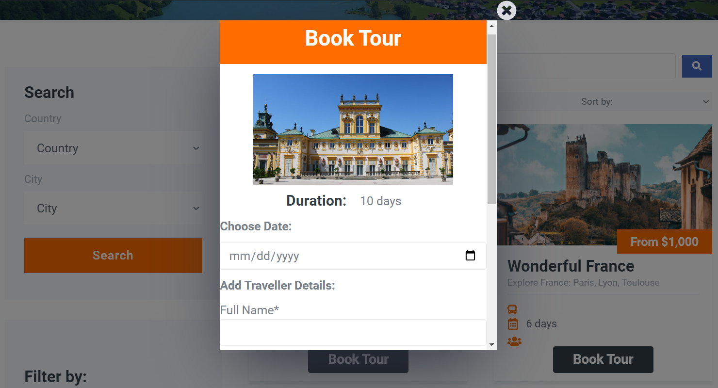 pop-up with dynamic widgets and form