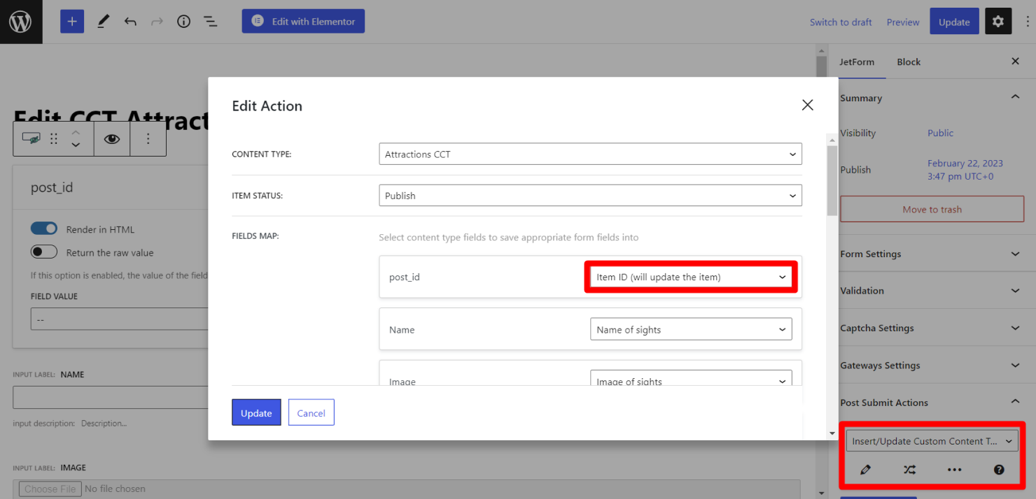 popup edit form action