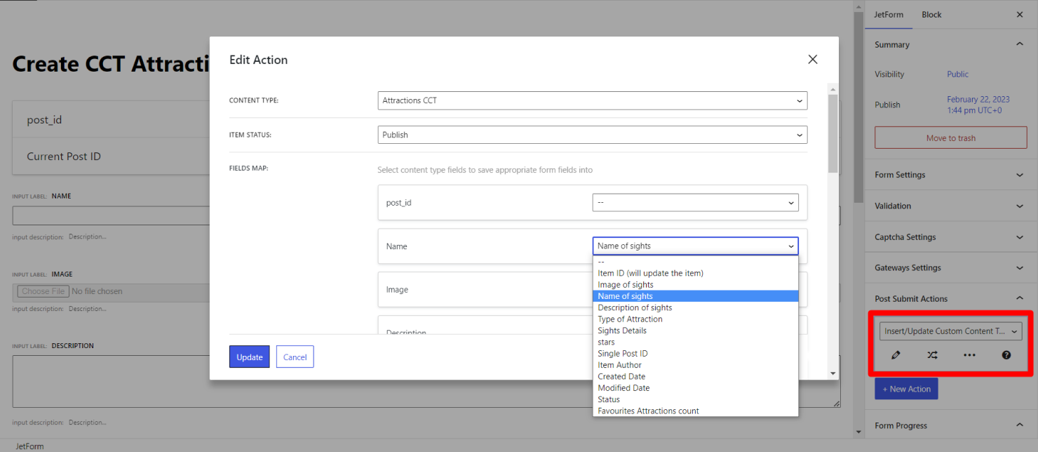 post submit action create form