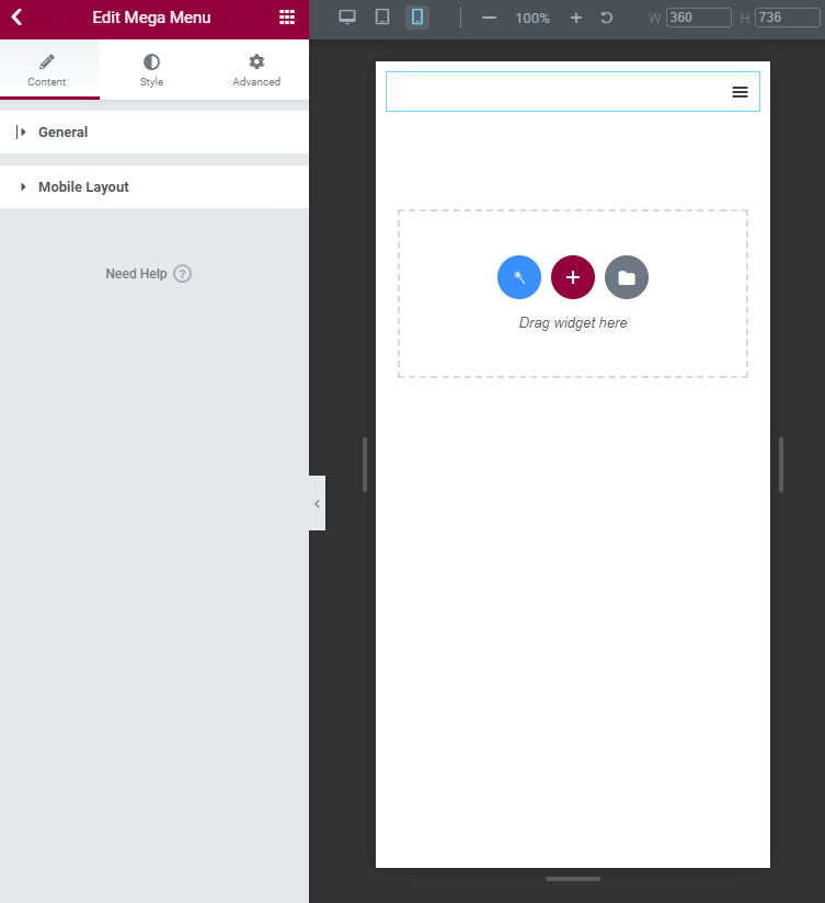 responsive mega menu mode