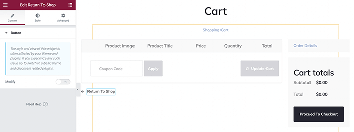 return to shop widget
