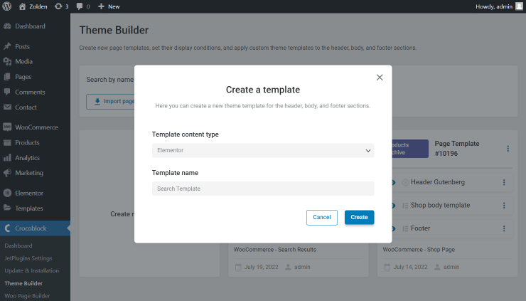 search template creation with the jetthemecore plugin