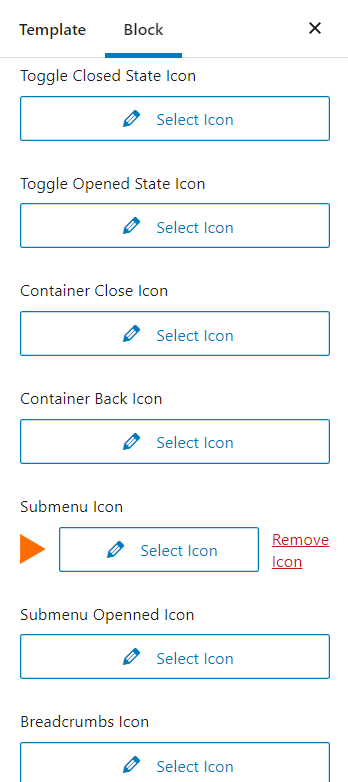 select custom icons for the hamburger menu