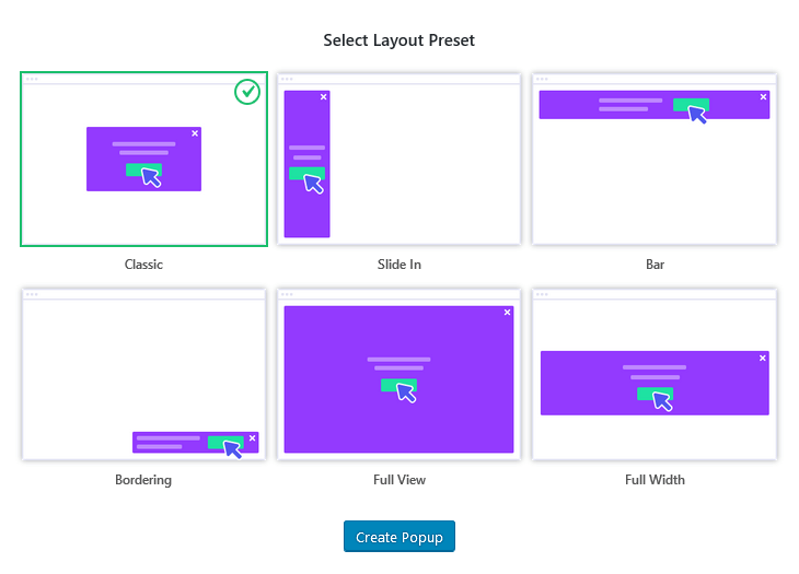 popup layout presents