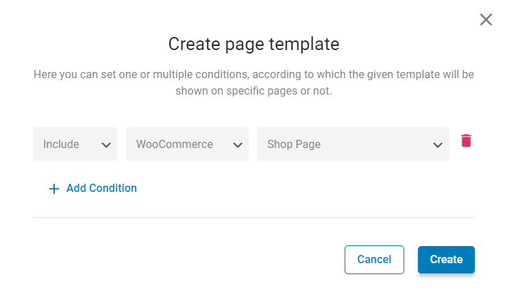 shop page template creation