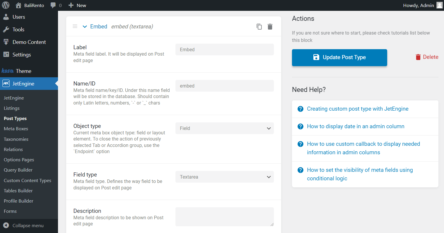 setup listing item
