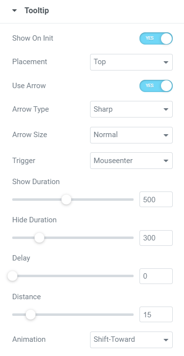 JetTricks tooltips settings