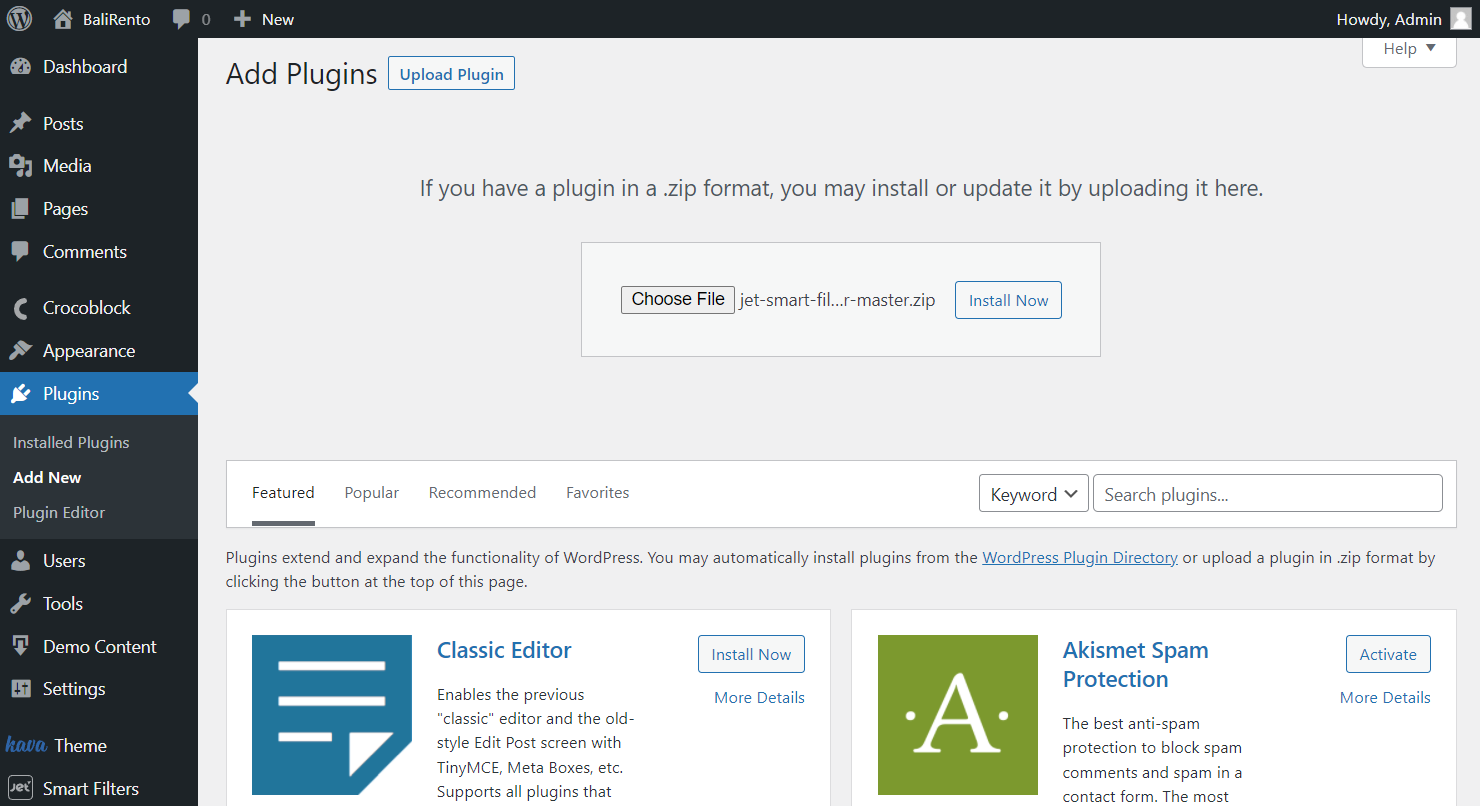 upload filter addon