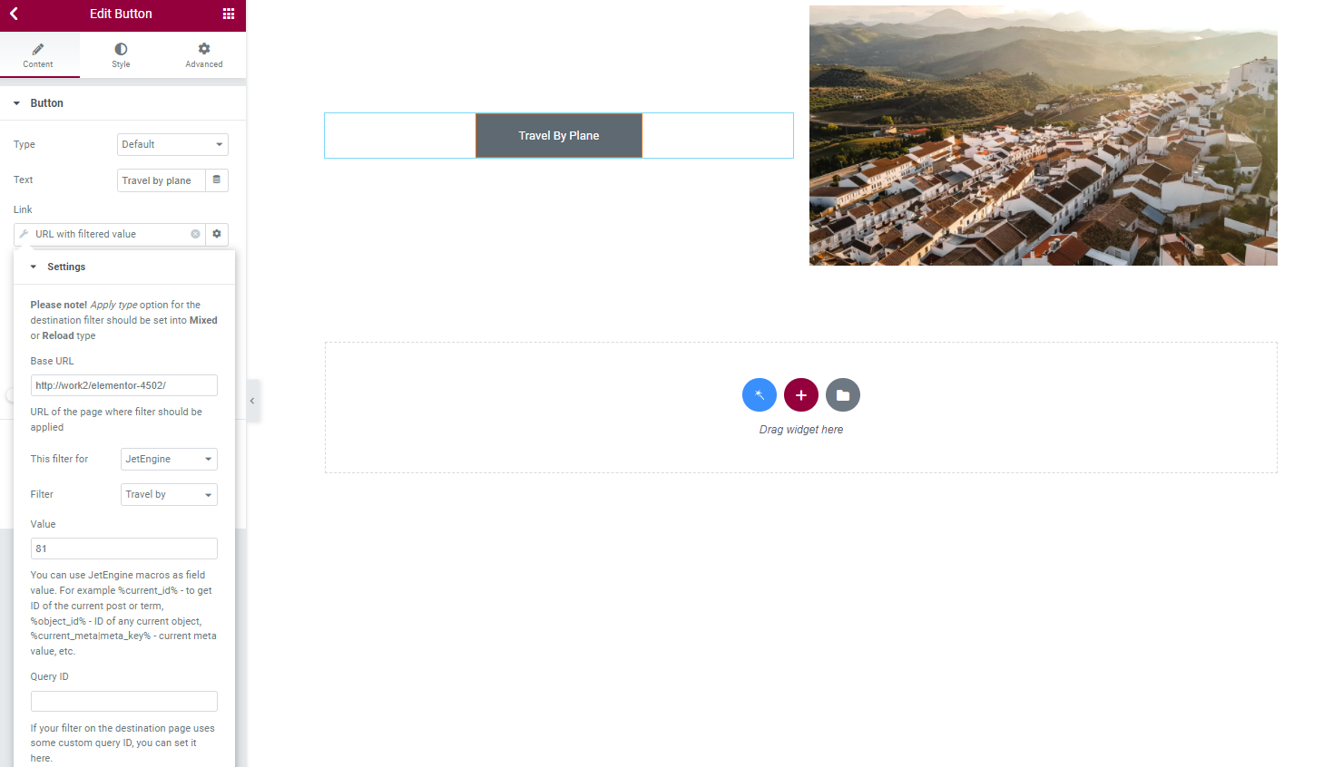 url with filtered settings