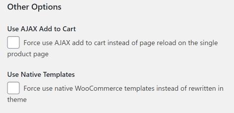 Other Options settings