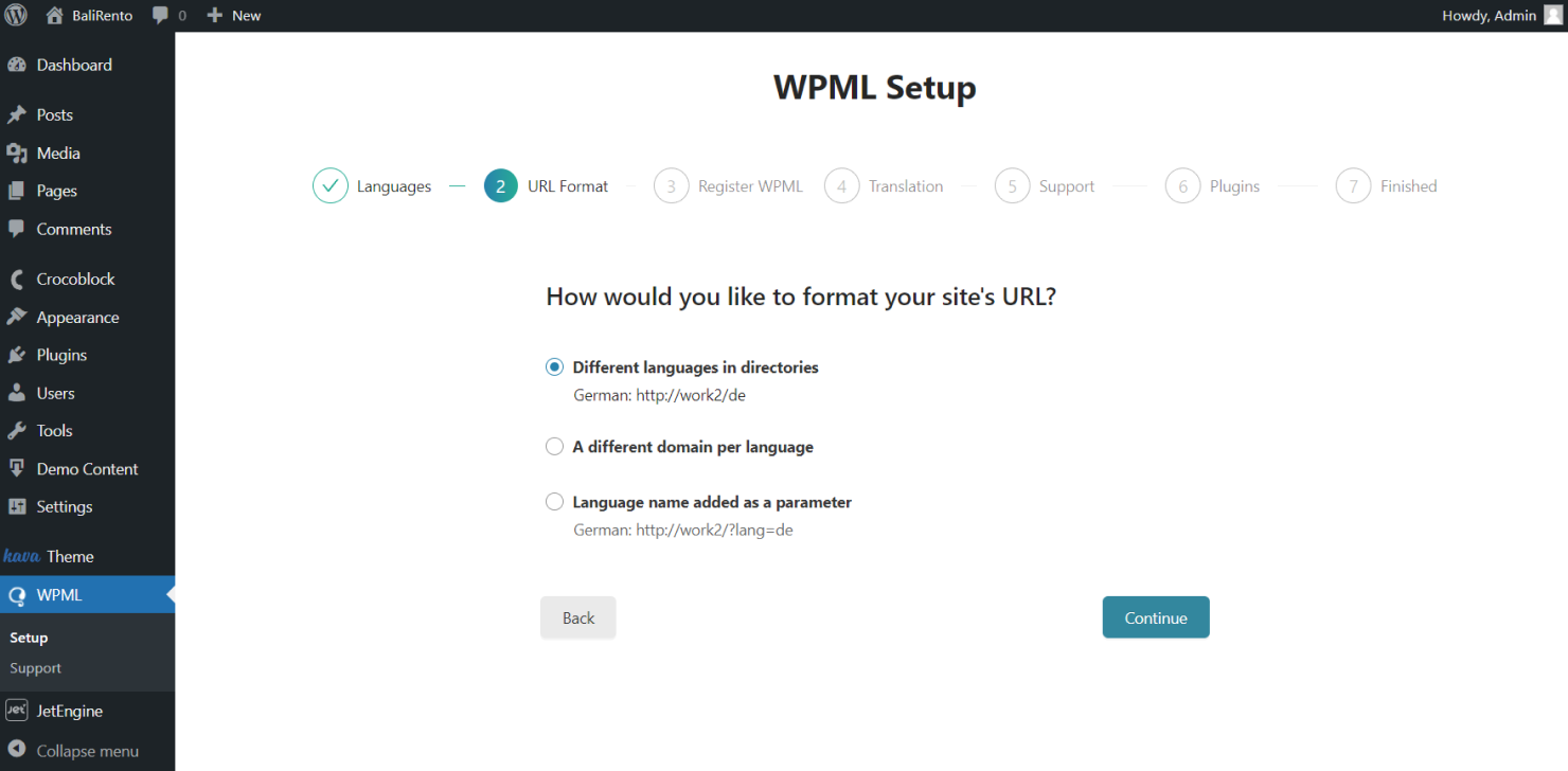 wpml setup url format