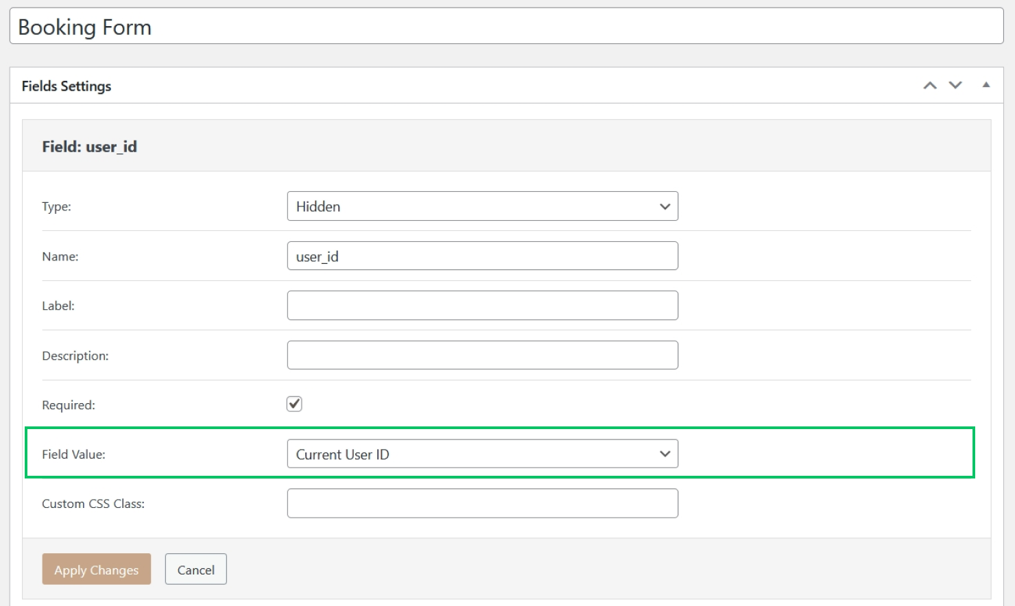 adding hidden field with user id to jetengine form