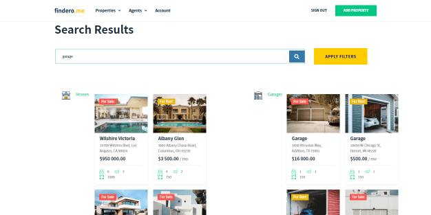search results page with hidden categories