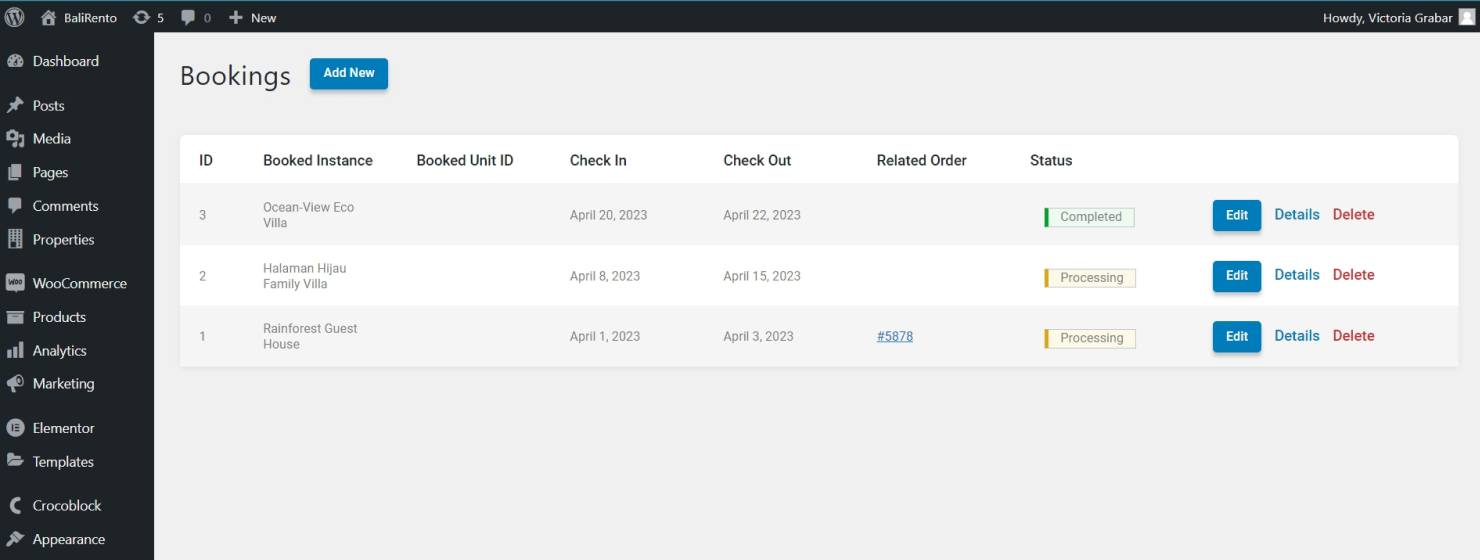 bookings created in jetbooking