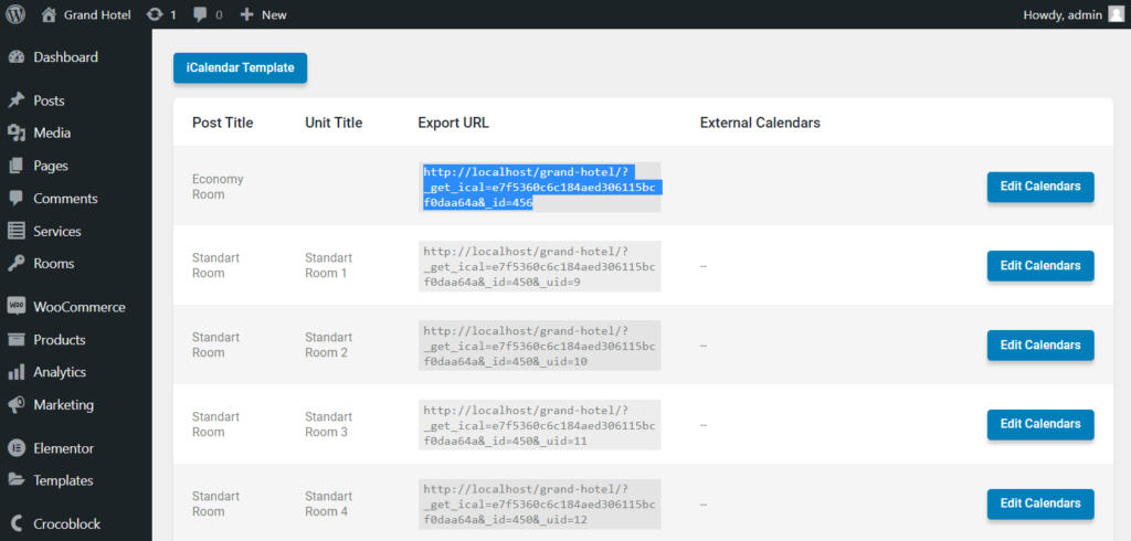 copy the export URL