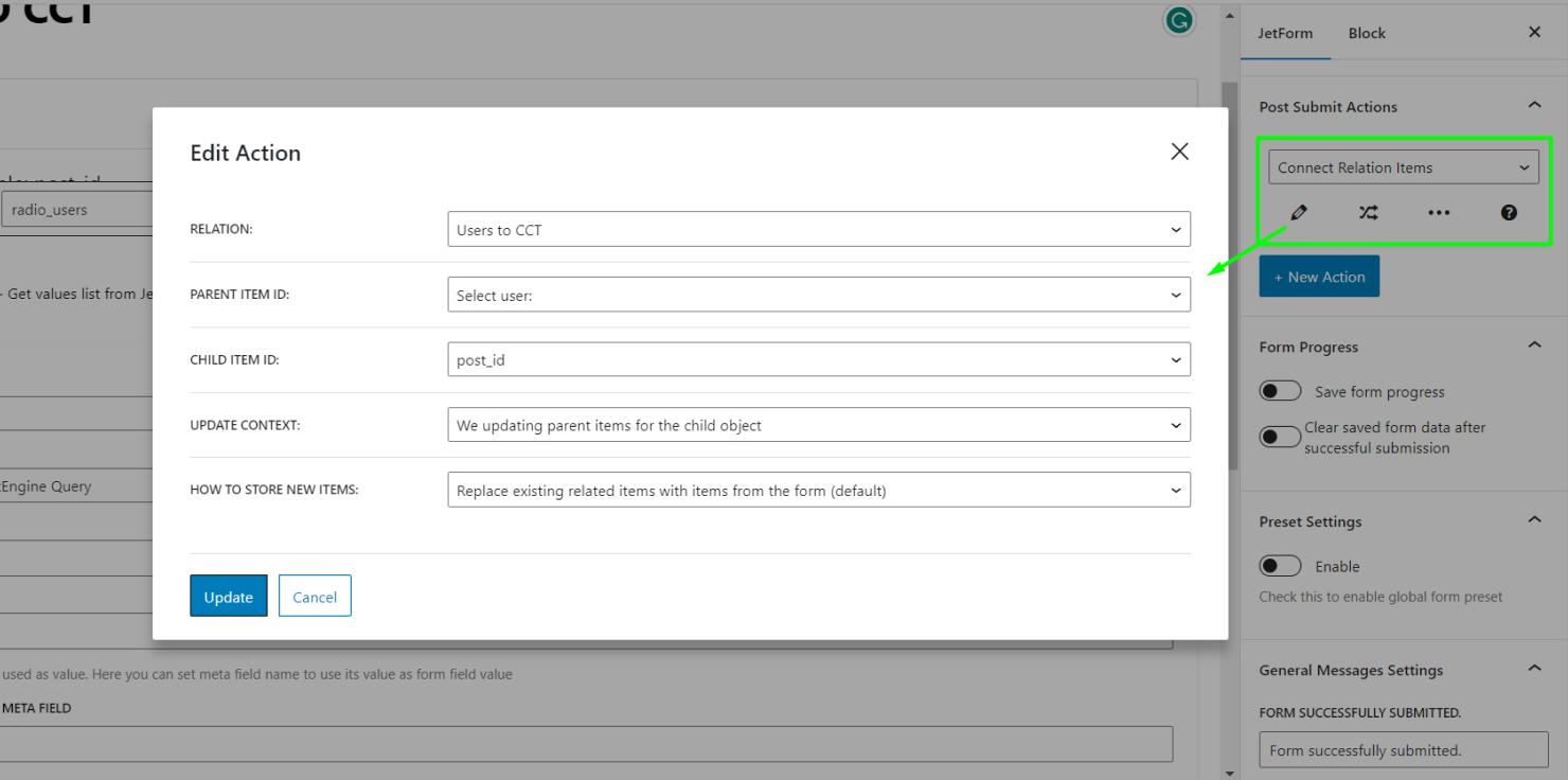 jetformbuilder connect relation items