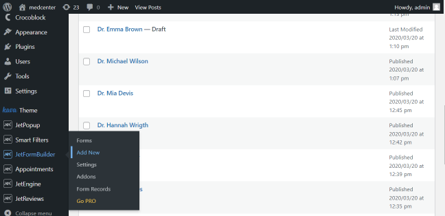 jetformbuilder settings