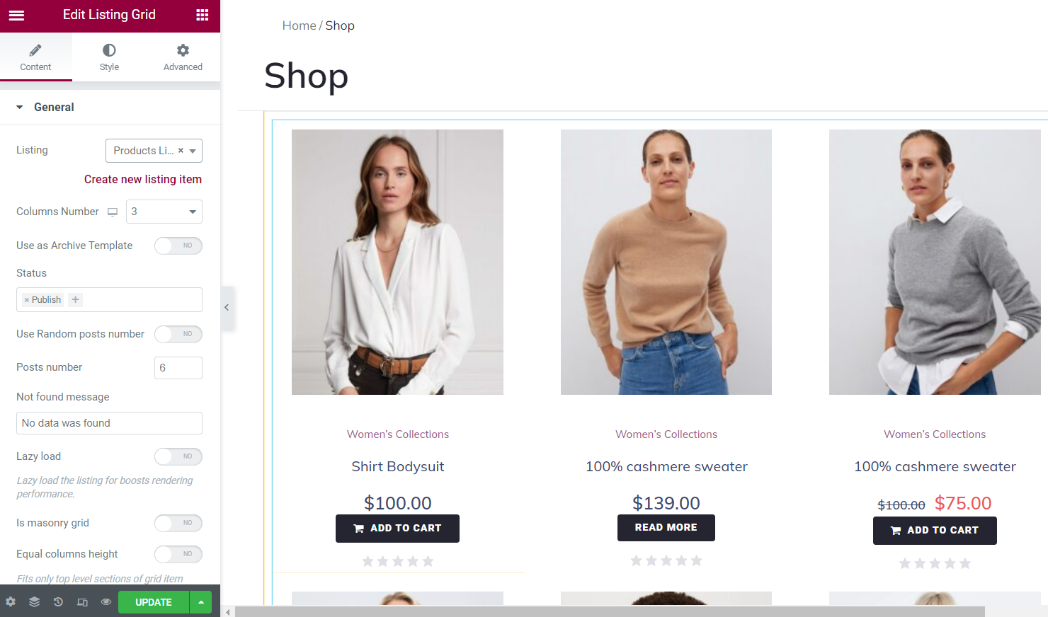 listing grid