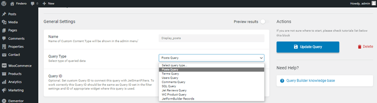 query general settings