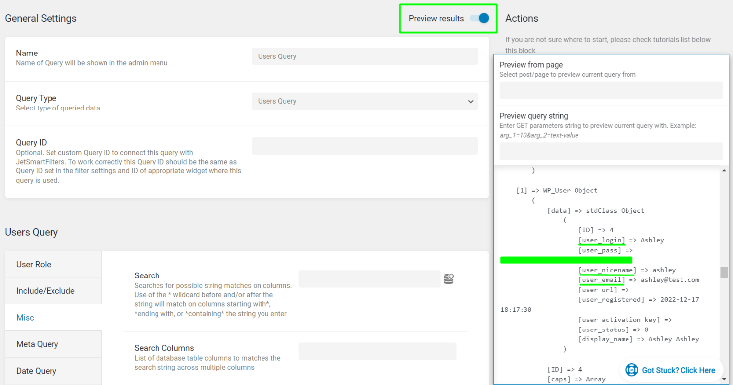 preview query results