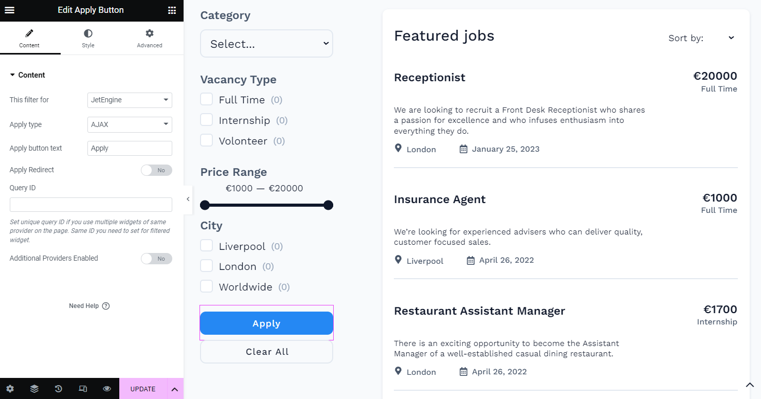 apply button settings