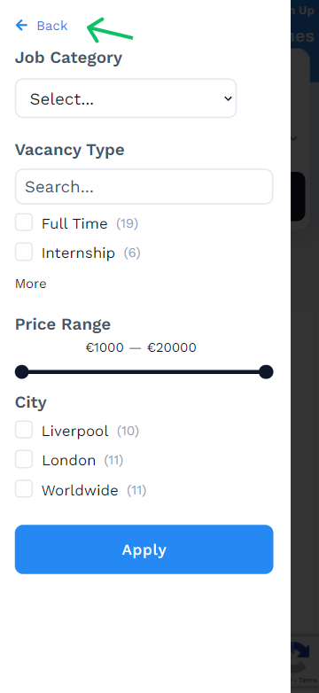 collapse button in pop-up