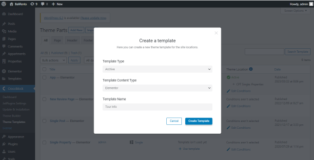 create a template popup
