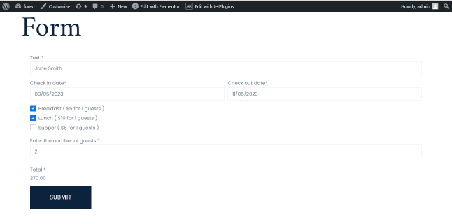 front-end view of forms