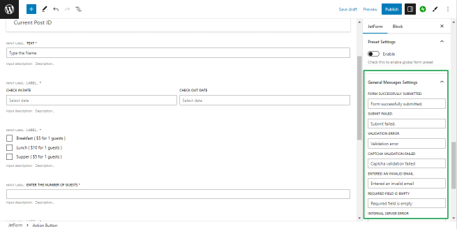 general message settings