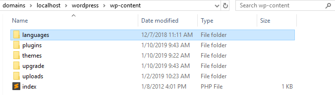 the languages folder inside the wp-content directory