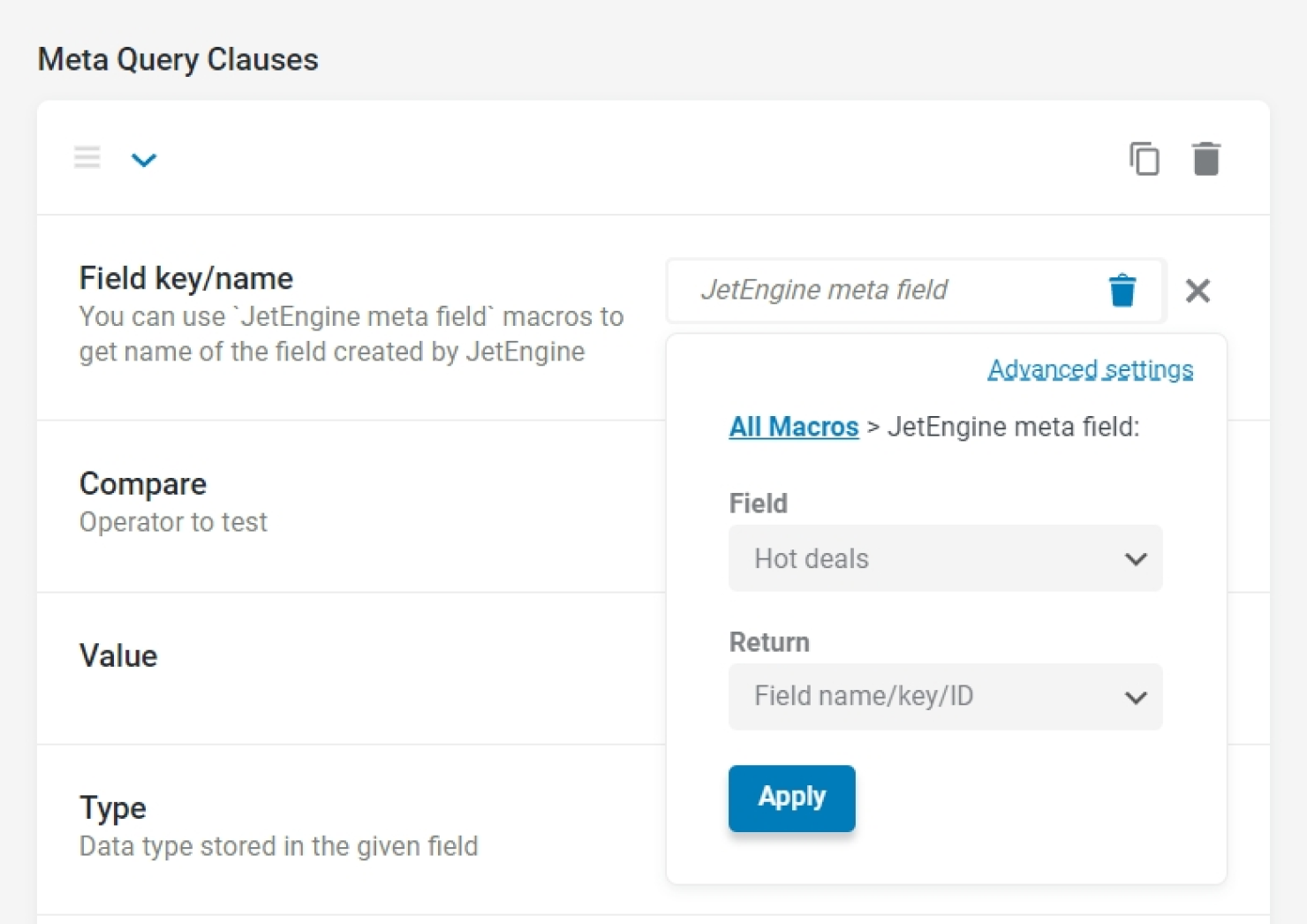 meta clause in posts query of jetengine