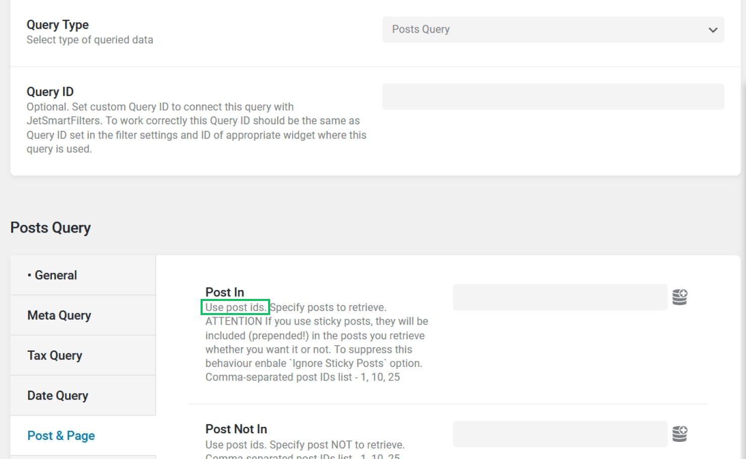 post in field in posts query